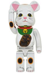 Image.台中逢甲店 BE@RBRICK BEARBRICK 1000% 銀色千萬兩招財貓 發亮