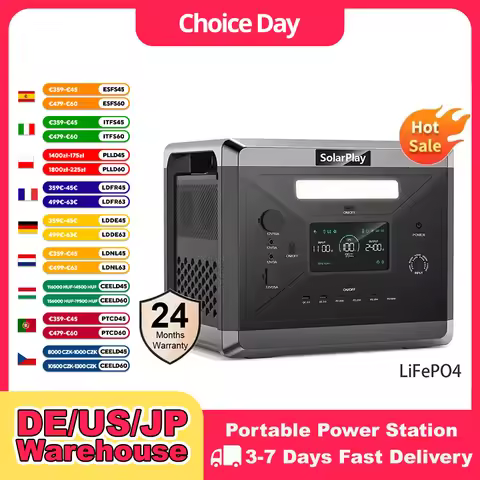 SOLARPLAY Portable Power Station Q2501 For Outdoor Camping And Home, 2160Wh LiFePO4 Battery With 12 