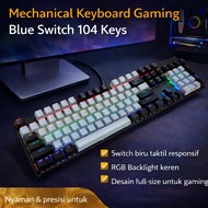 AShop Mechanical Keyboard Gaming LED Wired Blue Switch 104 Keys