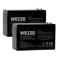 WEIZE 12V 9AH Battery, Sealed Lead Acid Battery with F2 Terminals, Rechargeable Replaces 12 Volt 8AH