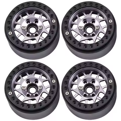 4PCS 1.9Inch Metal Beadlock Wheel Hub Rim For 1/10 RC Crawler Car TRX4 Axial SCX10 Redcat Gen8,Grey 