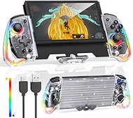 Switch Controller for Nintendo Switch/OLED, One-Piece Switch Pro Controllers Replacement for Joycon, Handheld Switch Grip Remote with 8 RGB Colors, Adjustable TURBO, Dual Motor Vibration, Back Button