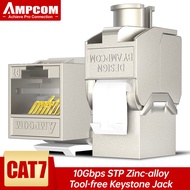 AMPCOM RJ45 Keystone jack, CAT7/CAT6/CAT5E Tool-Less STP Shielded Keystone Jack, Keystone Zinc Alloy