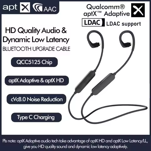 Pizen Neckband Wireless Bluetooth Cable QCC3084 LDAC/aptX Adaptive/aptX-HD HIFI Earphone Cable MMCX/