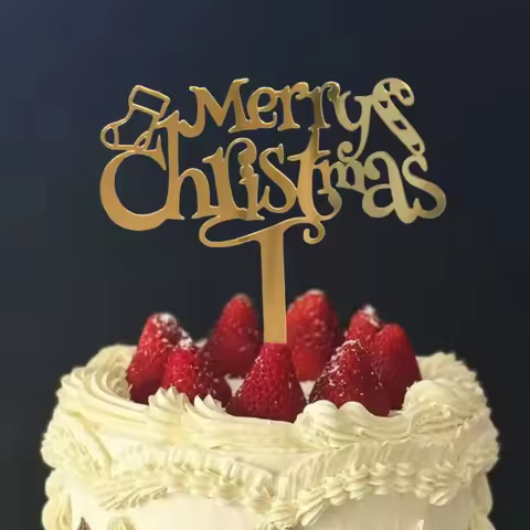 3PCS Golden Christmas Cake Decoration Elements Boot & Cane Design Ideal for Party And Christmas Cele