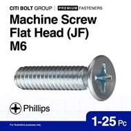 1-25pc M6 (6MM) JF Flat Head Machine Screw Phillips