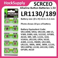 [10pcs] SCRCEO LR1130 189 AG10 389 LR54 Alkaline Button Battery 1.5V