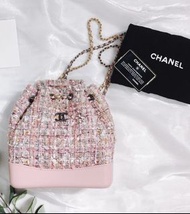 Chanel Gabrielle 粉紅色 backpack Tweed full set