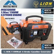 MOSTAZ MOTO 1100Watt/1.1KW 4-Stroke Gasoline generator MSG1200W - Light & Heavy Duty - 6 Months Warr