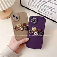 Suitable for IPhone 11 12 Pro Max X XR XS Max SE 7 Plus 8 Plus IPhone 13 Pro Max IPhone 14 Pro Max 3D Bear Toys Coffee Phone Case Interesting Accessories