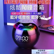 ！超取｜炫酷鬧鐘音響｜LED電子鬧鐘 時鐘 小夜燈 藍牙低音炮 藍牙5.0 便攜式 播放器 圓球 揚聲器 喇叭音