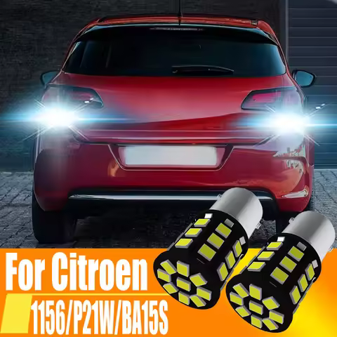 2pcs P21W LED Reverse Light Back Up Lamp 1156 7506 BA15S R5W R10W 5008 Rear Fog Bulb 12V For Citroen