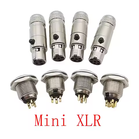 Mini XLR Connector 3/4/5/6 Pin Small XLR Aviation Female Plug Male Socket Audio Microphone Cable Sol