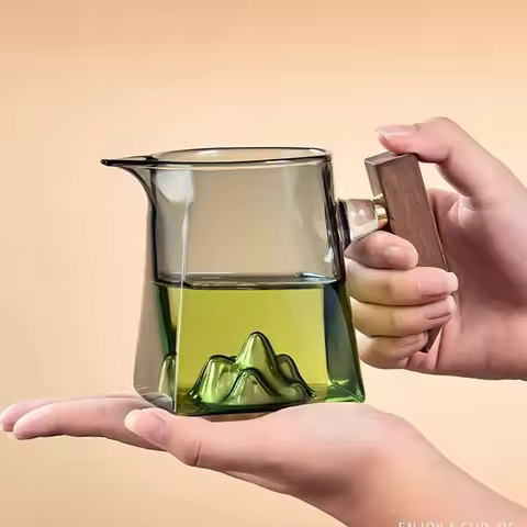 GIANXI Tea Cup 350ml Pyrex Tea Set Accessories Chinese Kung Fu Cup With Handle Fair Cup Handmade Tea