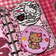 CL> 2Pcs Y2K Aesthetic Shiny Hello Kitty Badge Kawaii Zebra Pattern Hello Kitty Badge Backpack Decor