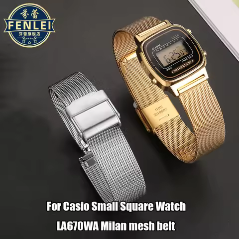 For Casio Small Square Retro Watch LA670 LA680 LA690 Men Watch Strap Women's Stainless steel Watchba