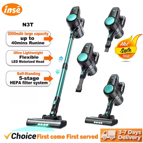 INSE N3T Cordless Vacuum Cleaner 40Kpa Ultra Lightweight 6 in 1 Stick Vacuum Up to 40mins Runtime fo