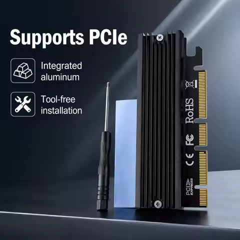 NVMe Adapter M.2 PCIe SSD To PCI-e X4/x8/x16 Converter Card With Heat Sink For M.2 (M Key) NVMe SSD 