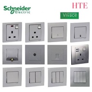 Schneider Vivace Switch & Socket 1G/2G/3G/20A 2 Way (ALUMINIUM SILVER)