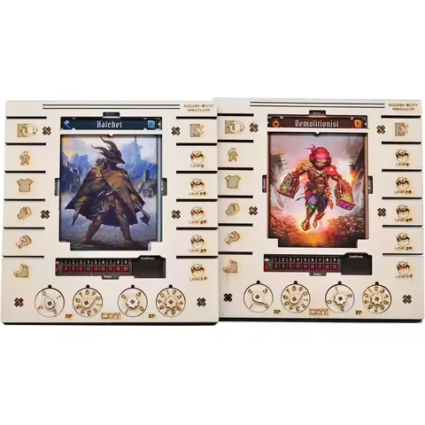 JOTL Player Character Dashboard with HP & XP Dial Trackers Set of 2 Birch Plywood Hero Organizer Gre