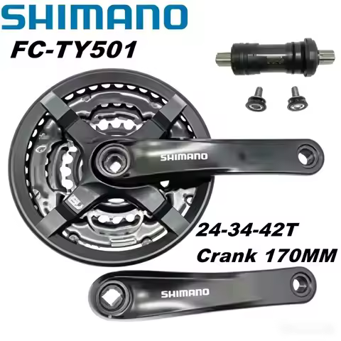 Shimano FC-TY501 Tourney MTB Crankset 42-34-24T Square Hole 3x6/7/8 Speed With UN101 Bottom Bracket