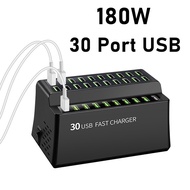 180W Universal Multi USB Cellphone Charger 30 Ports USB Fast Charging Station