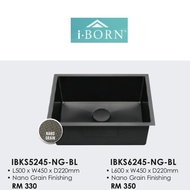 BIG SALES💥IBORN STAINLESS STEEL NANO GRAIN KITCHEN SINK 500/600mm/800mm IBKS5245/6245BL/8245BL