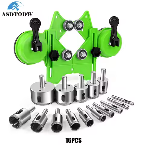 Diamond Hole Saw Kit with Double Suction Cups Hole Saw Guide Jig Fixture From Hollow Drill Hole Saw 