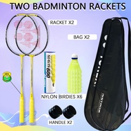 2pcs Badminton Racket With Shuttlecocoks 4U Full Carbon Lightweight Double Badminton