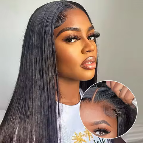 Natural Black Bone Straight Human Hair Front Wig 360 13x6 13x4 7x6 HD Lace Brazilian Human Hair Natu