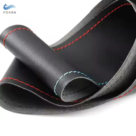 Steering Wheel Leather Cover Red Blue Lines For BMW 5 6 Series E60 E61 Touring 530d 545i E63 Coupe E