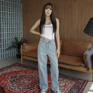 VALENCIA - CLEO JEANS (MORNING MIST) กางเกงยีนส์ทรงกระบอกตรง เอวสูง ผ้าไม่ยืด