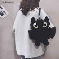 EE  Funny Dragon Black Toothless Cosplay Anime Cartoon Portable Black Cute Lady Plush Doll Backbag Cartoon Small Shoulder Doll Bag n