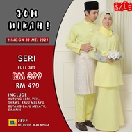 FULL SET BAJU PENGANTIN LELAKI PEREMPUAN | BAJU NIKAH | BAJU KAHWIN SOFT YELLOW PLUSSIZE - SERI MRE