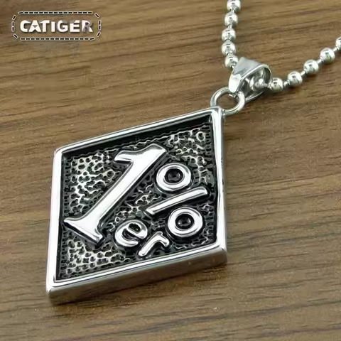 Free Shipping Punk 316L Stainless Steel Silver color Black Color 1%er Biker Pendant Jewelry
