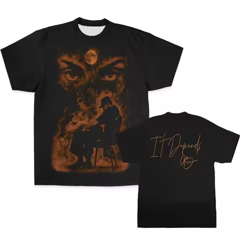 IT DEPENDS 3D Print Graphic T-shirt Rapper Chris Brown Style O-neck Short Sleeve Fashion Male Street