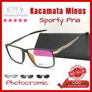 TERBARU Kacamata Minus Photocromic Anti Radiasi Berubah Warna Pria Ori Asli Frame Sporty Kotak
