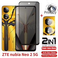 2in1 Nubia Neo 2 5G 2024 Private Tempered Glass Anti-Spy Full Cover Screen Protector Anti Peek Priva