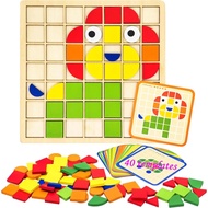 Activities for Dementia Patients, 96 Pieces Wooden Puzzle Games for Seniors, Colorful Shape Pattern 