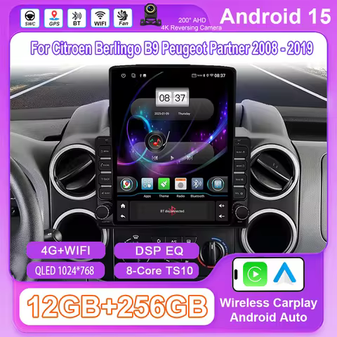 9.7 Inch Android 15 Car Radio Stereo For Citroen Berlingo B9 Peugeot Partner 2008 - 2019 Auto Multim