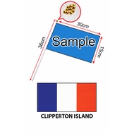 Clipperton Island Hand Flag With Stick (15x30cm)/ Bendera Tangan Dunia Clipperton Island (15x30cm)