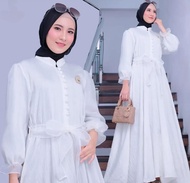 Gamis putih kekinian Baju wanita model terbaru simple DANISA DRESS bahan CRINKLE PREMIUM elegan