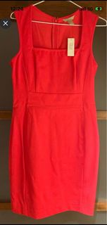 #24母親節 美國🇺🇸品牌 BANANA REPUBLIC 整件萊卡 全彈性特殊方形領口設計合身小洋裝👗特價出售，節日、特別活動需要特別的紅色衣服👚 #24夏時尚