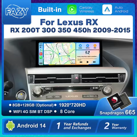 10.25'' Android 14 Carplay Car Radio Screen For Lexus RX RX270 RX350 RX450 RX200T RX450H 2009-2015 V