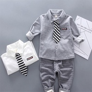 factory Infant Gentleman Tie Shirt Pants 2Pcs Set 2023 Autumn Children s Boys Clothes Tracksuits Cot