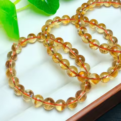 1 Pc Fengbaowu Natural Azeztulite Citrine Bracelet Round Beads Crystal Reiki Healing Stone Fashion J