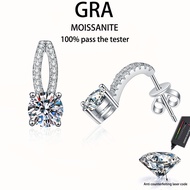【 GRA Certificate Attached 】 2ct Moissanite Earrings, s925 Pure Silver Plated Platinum Fashion Four 