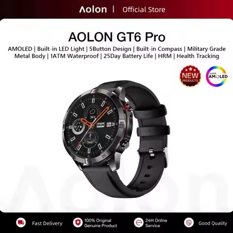 Aolon GT6 PRO Military Smart Watch Compass Flashlight AMOLED Bluetooth Call Smartwatch 1ATM Waterpro