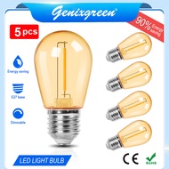 5 Packs S14 Edison Bulb 1W/2W Vintage LED Filament Bulbs Home Decoration Pendant Light Source Gold p