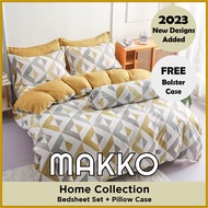 [MAKKO] New Designs ★ Fitted Bedsheet Set with Pillow and Free Bolster Case ★ Quilt Cover